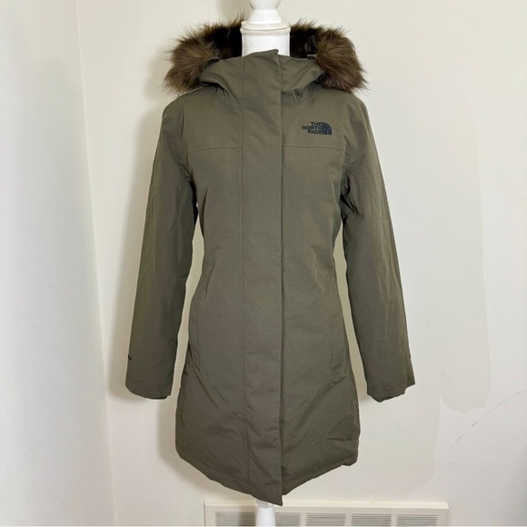 The North Face Olive Green Parka with Fur Hood - Picture 8 of 12